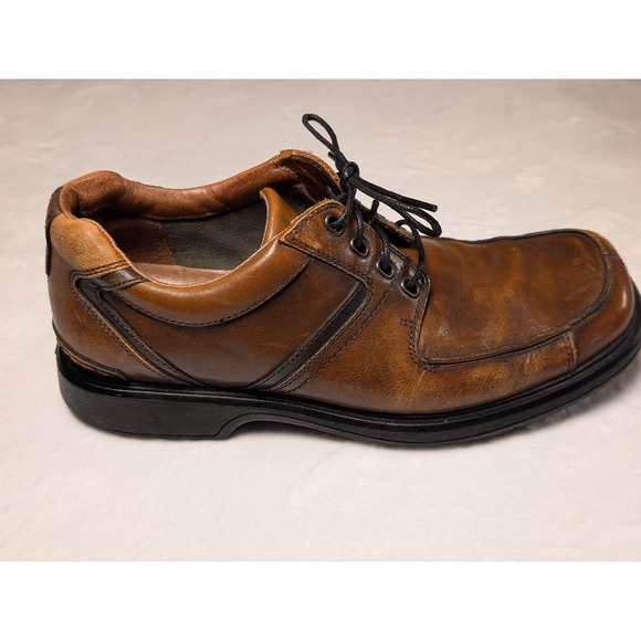 Vintage 02/06 Clarks Mens Brown Leather Square Toe Lace Up Dress Shoes Size 9.5M - Picture 9 of 13